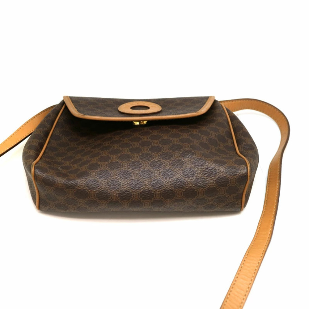 CELINE shoulder bag circle logo Macadam brown leather - Picture 6 of 6